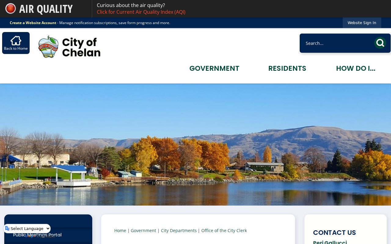 City of Chelan Clerk records and legislative duties