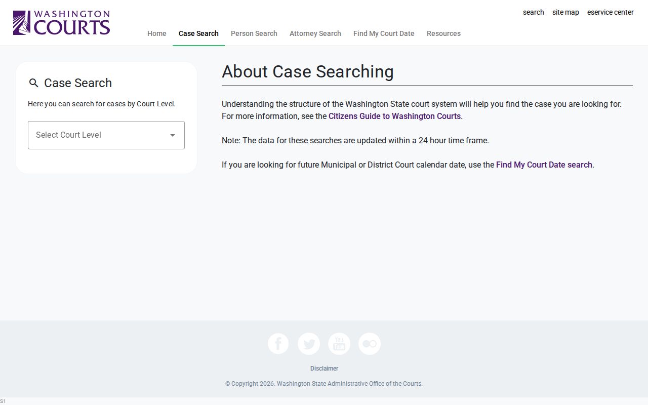 Chelan County court docket search fields